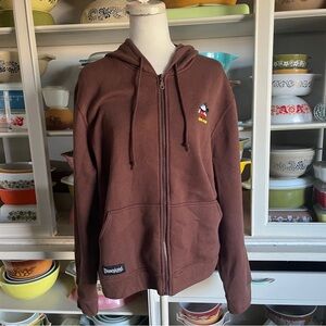 Disney Disneyland Embroidered Mickey Mouse Brown Hooded Jacket - Size XXL